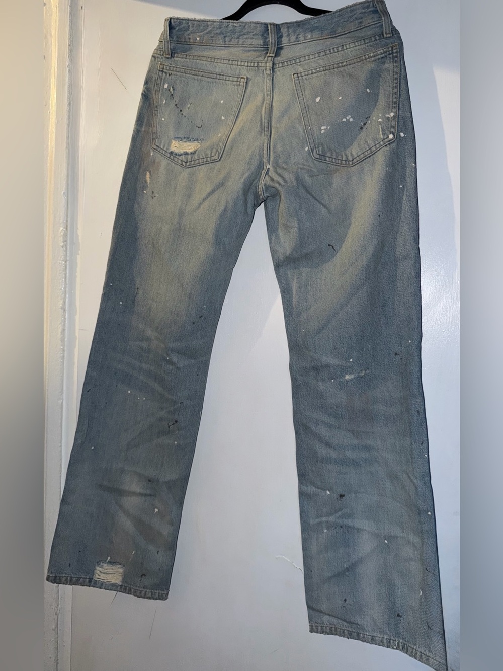 Zara Women's Light Blue Straight Jeans with Distressed Detail - Picture 3 of 3